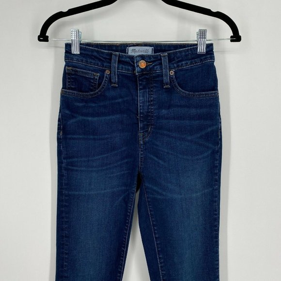 Madewell Curvy High Rise Skinny Fit Jeans Size 24T Stretch Dark Wash Denim Blue - Picture 2 of 11